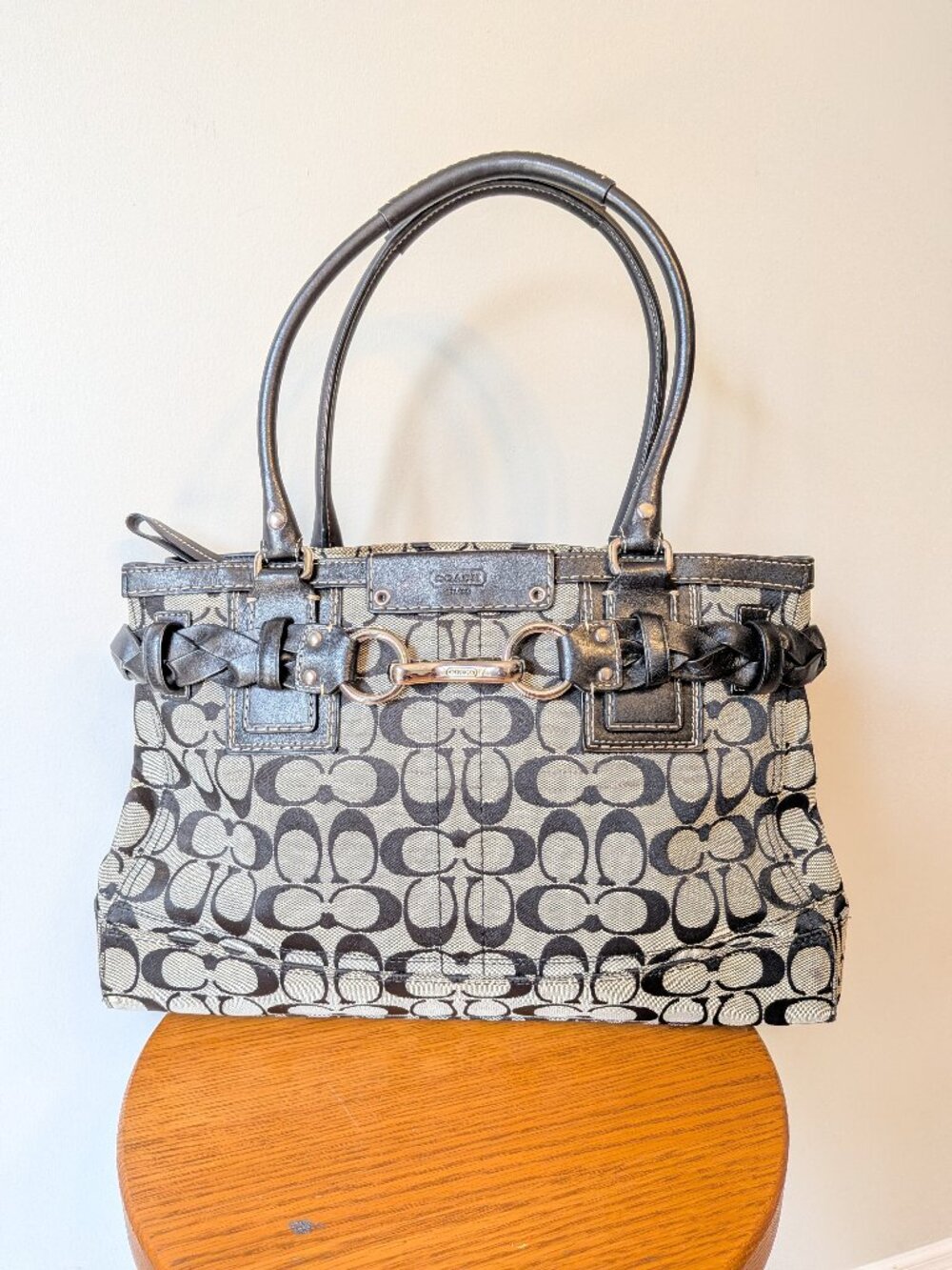 Coach F13068 Hampton Signature Monogram Carryall Tote